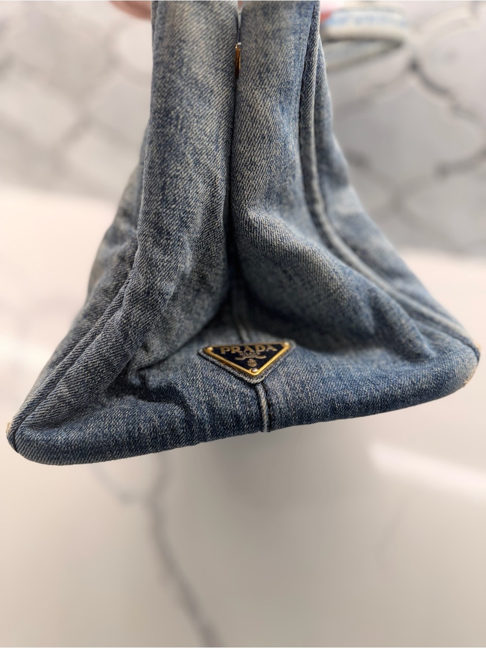 Prada Denim Tote in Washed Blue - Picture 7 of 14